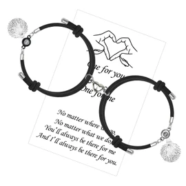 LUOKIFUR Couple Bracelet with Projection Stone Magnetic Bracelet 100 Voice I Love You Bracelet Mutual Attraction Valentine's Day Gift, Stainless Steel