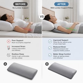 Lumbar Support Pillow for Sleeping – Contoured Lower Back Cushion for Bed, Travel, Camping & Relaxation