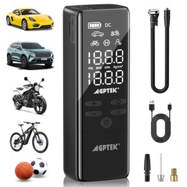 AGPTEK Tire Inflator Portable Air Compressor-150PSI & 5000mAh Tire Pressure Gauge Electric Air Pump,LCD Display with LED Light for Cars, Bikes & Motorcycle Tires, Balls