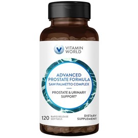 Vitamin World Advanced Prostate Formula Saw Palmetto Complex 120 Softgels, Supports Prostate Health, Urinary Health, Rapid-Release, Gluten Free