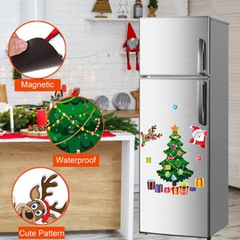 Christmas Fridge Magnets, Christmas Themed Magnetic Sticker, Magnetic Christmas Tree Stickers for Refrigerator Wardrobe Door Car Metal Door Decoration