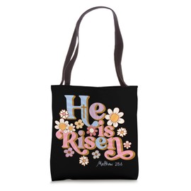 Retro Easter Groovy He Is Risen Christian Kids Toddler Girl Tote Bag