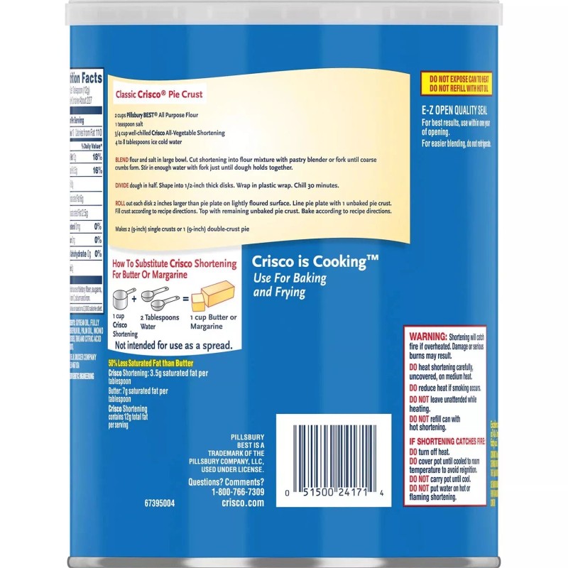 Crisco All-Vegetable Shortening (6 Lbs.) 96oz