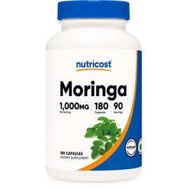 Nutricost Moringa Capsules 500mg, 180 Capsules (90 Servings) - Vegetarian Capsules, Non-GMO, Gluten Free