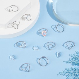 UNICRAFTALE 10 Set Cabochon Ring Teardrop Blank Rings Pad Ring Settings Bases Ring Finger Rings with 10pcs Glass Cabochons Base Bezel Tray Ring Making Kits for DIY Jewelry Making