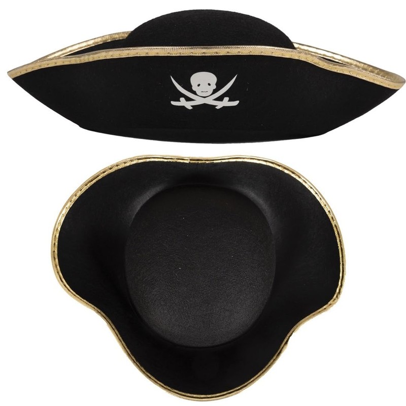 Pirate Black Felt Hat Large
