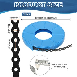 PATIKIL Galvanized Pipe Strap, 0.47 Inch x 33 FT 0.6mm Thickness Metal Strapping with Holes Bendable Pipe Hanger Strap for Pipe Supports Hanging, Black/Blue
