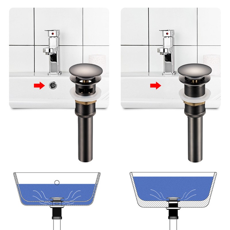 Bathroom Sink Pop Up Drain Stopper Anti Clogging Copper Bathroom