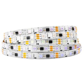 BTF-LIGHTING WS2811 IC=RGB IC Addressable Dream Color LED Strip 16.4FT 60LEDs/m 20Pixels/m 300LEDs 100pixels IP65 Splash Proof White PCB Flexible DC12V Chasing Effect for Bedroom,Desk,Home Decoration