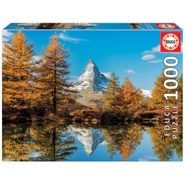 Educa - Matterhorn Mountain in Autumn - 1000 Piece Jigsaw Puzzle - Puzzle Glue Included - Completed Image Measures 26.8" x 18.9" - Ages 14+ (17973)