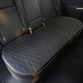 Leader Accessories Universal Black Faux Linen Rear Car Seat Cover Size S - Bench Seats Protector for Most Vehicles Cars Truck SUV - Bottom Auto Seat Cushion Pad Mat with Anti Slip Back