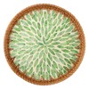 Handwoven Round Rattan Tray,Mother of Pearl Inlay Decorative Serving Tray