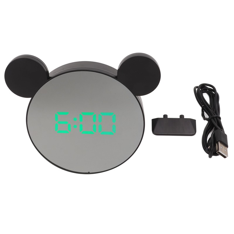 Mirror Alarm Clock 2 Level Brightness Adjustment Ear Design LED
