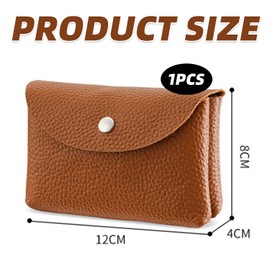 1-Piece Leather Wallet, Purse with Two Compartments, Small Clutch Wallet, Elegant Card Holder for Women, Short Wallet, Purse with Press Stud, brown, Modern