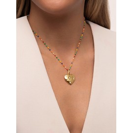 SINGULARU - Multi Charms - Pendant made of brass or steel with 18kt gold plating - Pendant with zirconia or enamel patterns and details - Women's jewellery, One size, Gold, No Gemstone