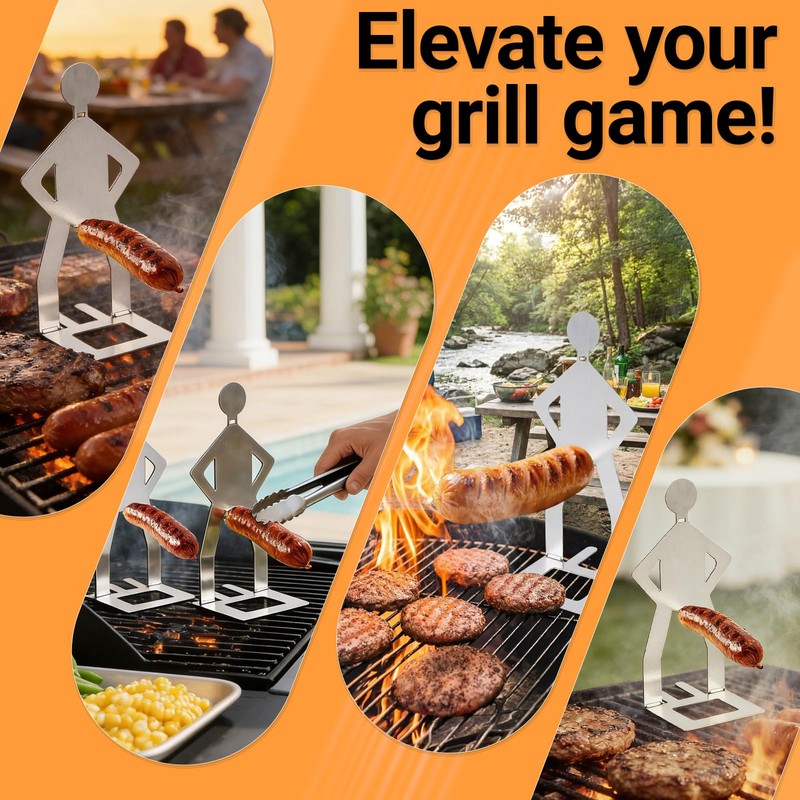 Hot Dog Holder, 5 Pcs Funny BBQ Sausage Holders Stainless