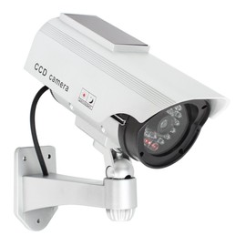 com-four® 2 x Dummy Camera for Outdoor Use, Dummy Camera with Wall Mount, Solar Security Camera with LED for the Home, Dummy Surveillance Camera (Pack of 02)