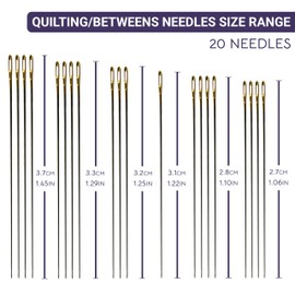 The Quilted Bear Gold Eye Betweens Quilting Needles 3/9-20 Betweens Hand Quilting Needles Set in a Premium Engraved Wooden Case for Quilting & Sewing (Sizes 3/9)