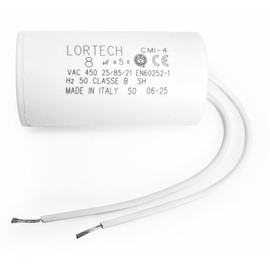 Capacitor for Electric Motor 8µF Diameter 30 mm x 55 mm Made in Italy