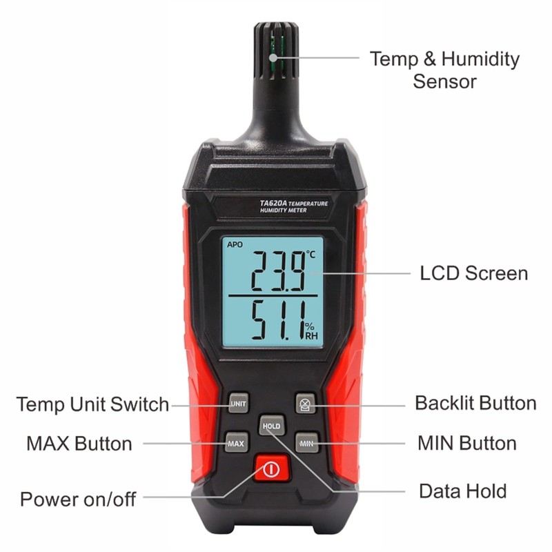 Handheld Hygrometer Temperature Humidity Meter, Digital Thermometer with Humidity Sensor