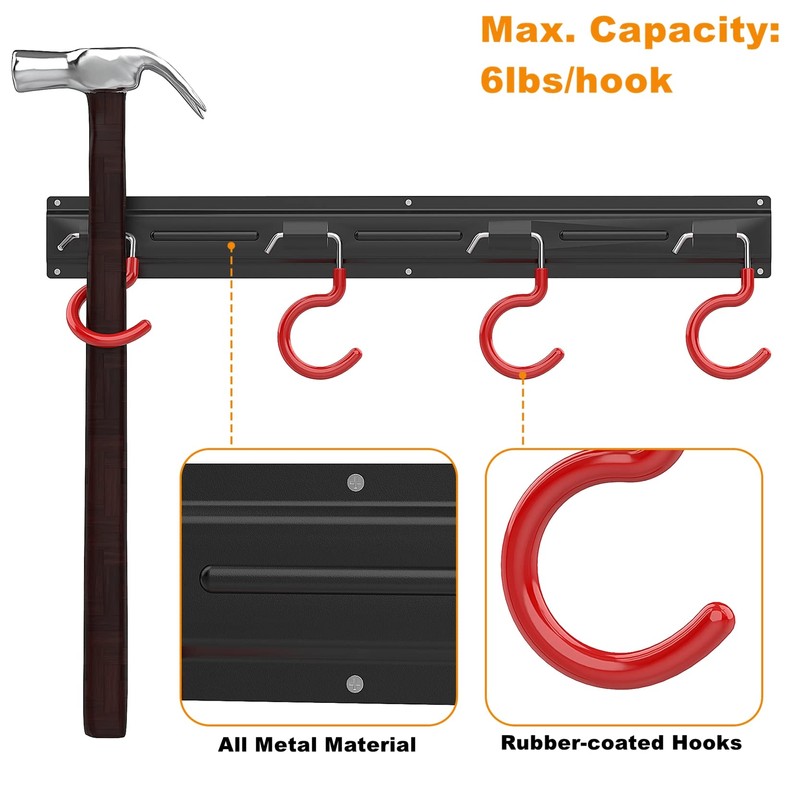WALMANN All Metal 64 Inch Wall Mount Garden Tool Organizer