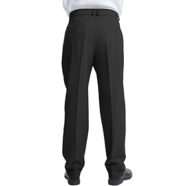LETAOTAO Mens Dress Pants Relaxed Fit Wrinkle-Free Flat Front Straight Leg Formal Pants for Business & Office (Black, 42Wx34L)