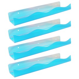 4 Pack 15 Inch Iridescent Acrylic Floating Shelves Wall Mounted Kids Bookshelf Toy Storage Wall Shelf Nail Polish Holder Perfume Display Wall Shelves for Bedroom,Living Room,Bathroom (Wavy Lines)