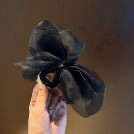 GSHLLO 5 Pcs Chiffon Hair Claw Clips Big Bow Hair Jaw Clips Bowknot Hair Claw Clip Large Mesh Tulle Hair Clip Elegant Hair Claws Strong Hold Hair Clips for Thick Hair