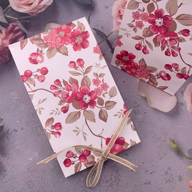 Floral Paper Bags Gift Bags Flower Party Favor Treat Bag Goody Bag with Stickers for Wedding Bridal Shower Anniversary Birthday Garden Party (16 Pcs)