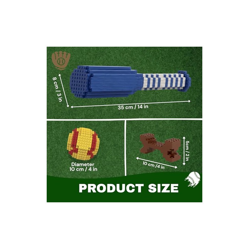 Baseball - Softball 3D Building Block Set - Bat and