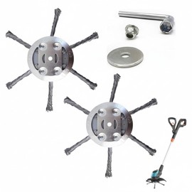 YUET 6'' Grass trimmers Strimmer Head Garden Electric Trimmer Knotted Wire Brush Solid Steel Wheel Weed Razor Snow Island Plough Rope Mower for 5mm Lawn Rotating Replacement & Install Tool 2Pcs 6 inch