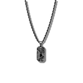 CRBNCNCPT® Kette mit Carbon Fiber Mini Dog Tag Anhänger | Schwarze Edelstahlkette | Rope Chain | Edle Männer Halskette | Kohlenstoff Hundemarke | Accessoires Schmuck Herren (Forged Carbon)
