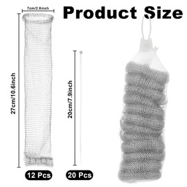 Cosmos 12 Pcs Lint Traps for Washing Machine Hose, Stainless Steel Lint Catcher Washer Sink Drain Hose Filter Laundry Mesh Hair Catcher Cleaning Tool with 20 Pcs Cable Ties
