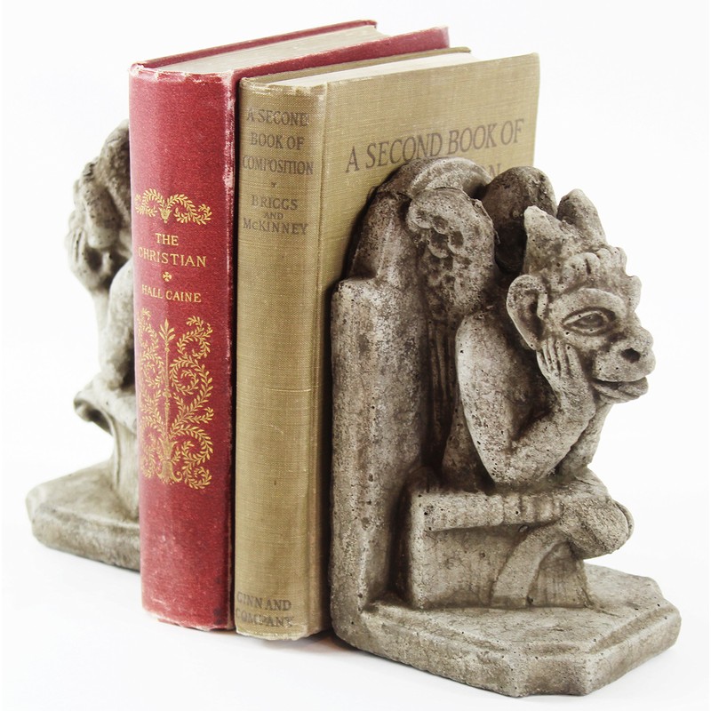 Gargoyle Bookends Concrete French Book Holders