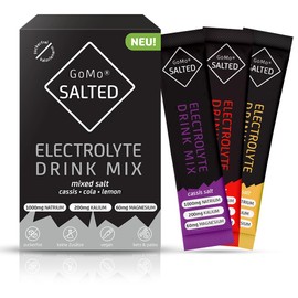 GoMo SALTED Hydration Aid | Electrolytes without Sugar Low Calorie | Improved Water Absorption & Quick Hydration | 30 Single Servings Electrolyte Sports Powder with Swiss Alpine Salt | Mixed Taste