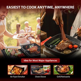 Wireless Meat Thermometer with Thin Probe, 328FT Bluetooth Thermometer with Ceramic Handle & Silicone Base, Smart App, Monitor & Alert for Grilling, Smoking, Sous Vide, BBQ, Air Fryer, Oven, Cooking