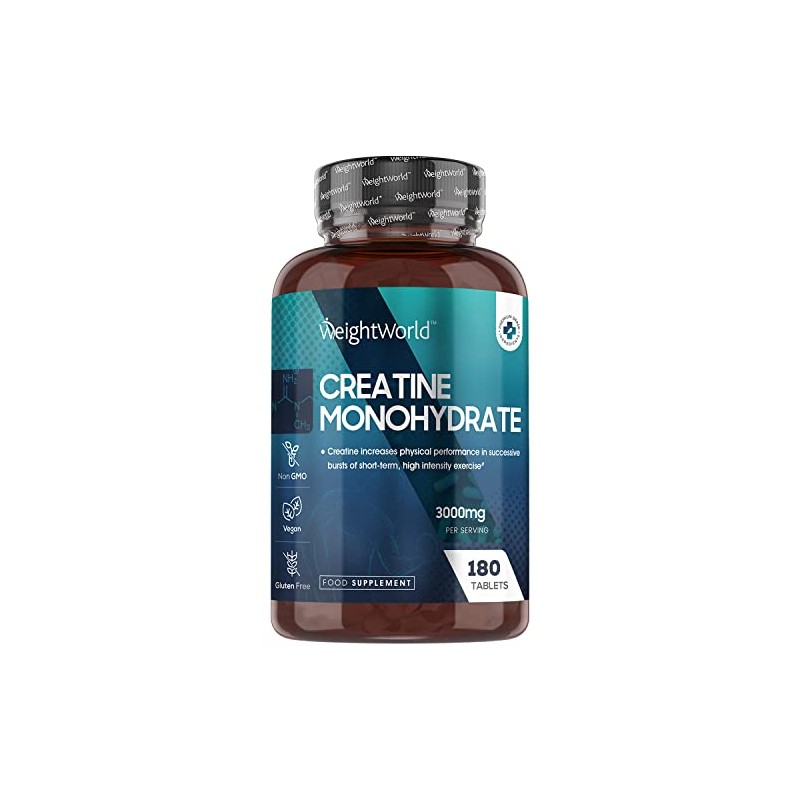 Creatine Monohydrate Tablets 3000mg - 180 Creatine Tablets - Gym