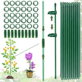 (100 Pieces) Plant Support, Plant Stake, Pack of 20 Plant Holders, with 30 Carabiners, with 10 Extension Tubes, Plant Poles, Ranking Aid, Trellis Sticks for Plants, Tomatoes, Orchids