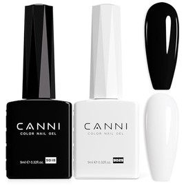 CANNI- Juego de 2 esmaltes de uñas en gel blanco y negro sin hema kit de esmaltes en gel blanco y negro, esmaltes de uñas en gel LED Soak Off         