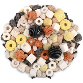Hamiledyi Aquarium Filter Media 12 in 1 Bio Balls Ceramic Rings Fish Tank Pond Biofilter Filter Media 500 Grams with Mesh Bag