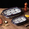 ONECCI Baking Dish Ceramic Baking Pan Blue Casserole Dish Rectangular