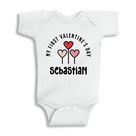 TATY Kids My First Valentine's Day Sebastian Baby Infant One Piece Bodysuit 6 Months White