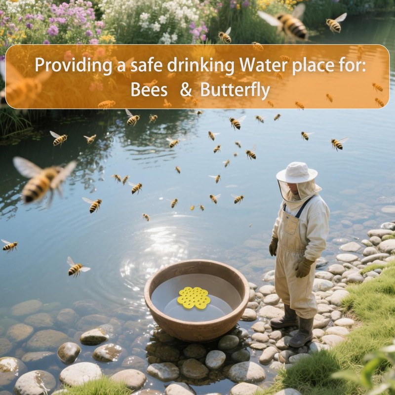 Xaspac 4 Pack Floating Bee Island, Bee Watering Station for