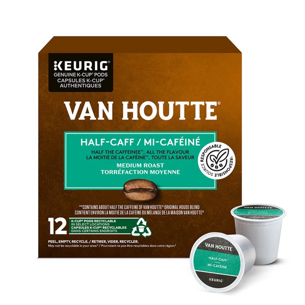 Van Houtte Half Caff K-Cup Coffee Pods, 12 Count For Keurig Coffee Makers