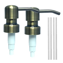 Metal Lotion Dispenser Replacement Pump, 2CC, 28/400 (Antique Brass, Round Top) (Pack of 2)