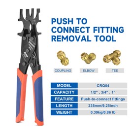 iCrimp PEX Push to Connect Fitting Disconnect Tong, 1/2 inch, 3/4 inch, 1 inch Removal Tool for Push-Fit Connectors, PEX & Copper Tubings