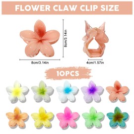 10 Stück Blumen Haarklammer, Niedliche Kunststoff Haarklammern, Große Klauen Haarspangen, Hawaii Haarspange für Frauen, Egg Flower Hair Claw Clips, Rutschfest Haarspangen für Dickes Dünnes Haar