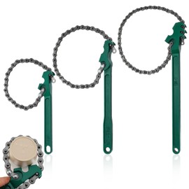 MBAIYO 3 Pcs Heavy Duty Chain Wrench Set, 9" 12" 16" Adjustable Steel Oil Filter Wrench for Pipe Fittings Car Repair Shower Head Valve (Fits 1.5-8in Dia. Pipe)