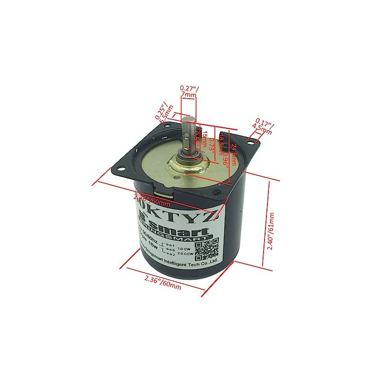 Bringsmart 60ktyz 30rpm AC Motor Low Noise Gearbox AC 110V