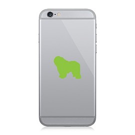 Pair of Polish Lowland Sheepdog Cell Phone Stickers Mobile Dog Canine - Lime Green